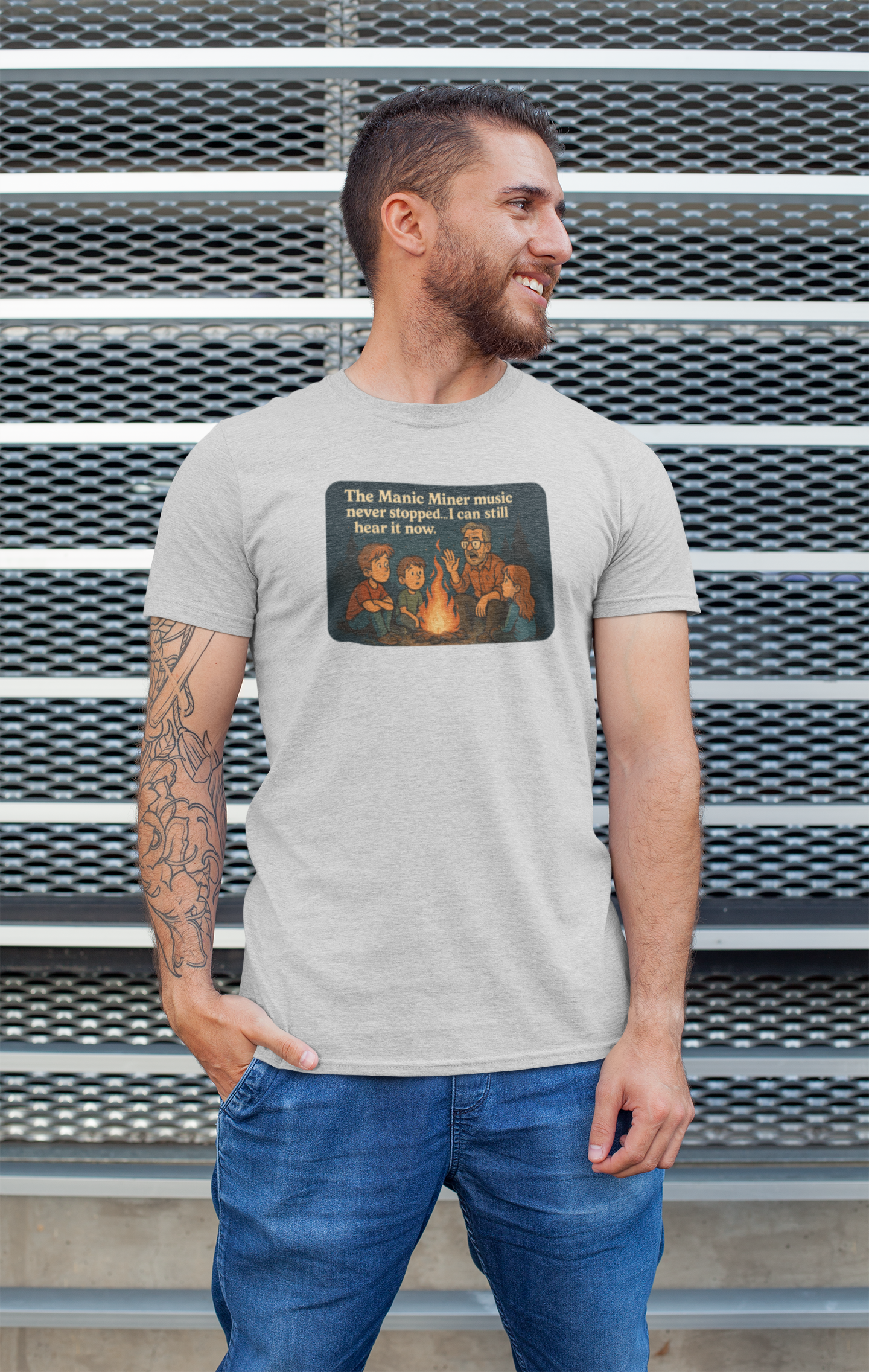 Campfire Horror Stories - The Manic Miner Music Never Stopped – Retro Gaming T-Shirt