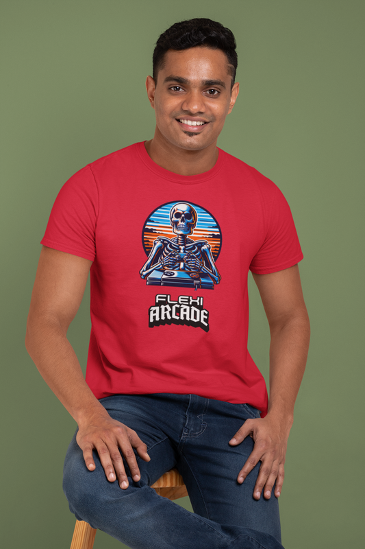 Flexi Arcade: Retro Vibes Skeleton Gamer Tee  - Signature Tee