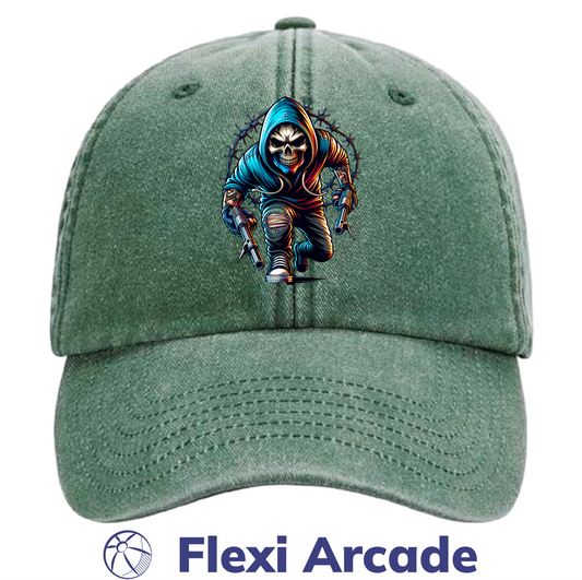 🧢 Grim Raider - Vintage Dad Cap - Flexi Signature Collection
