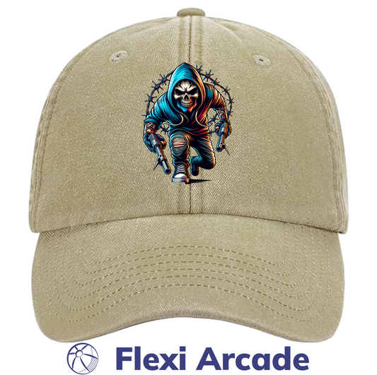 🧢 Grim Raider - Vintage Dad Cap - Flexi Signature Collection