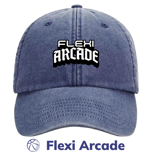 🧢 Flexi Arcade Logo Cap – DTF Printed Vintage Wash Dad Hat (Official Merch)
