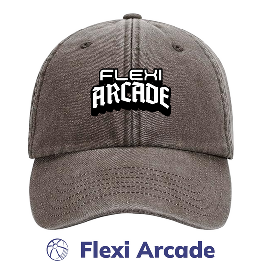 🧢 Flexi Arcade Logo Cap – DTF Printed Vintage Wash Dad Hat (Official Merch)